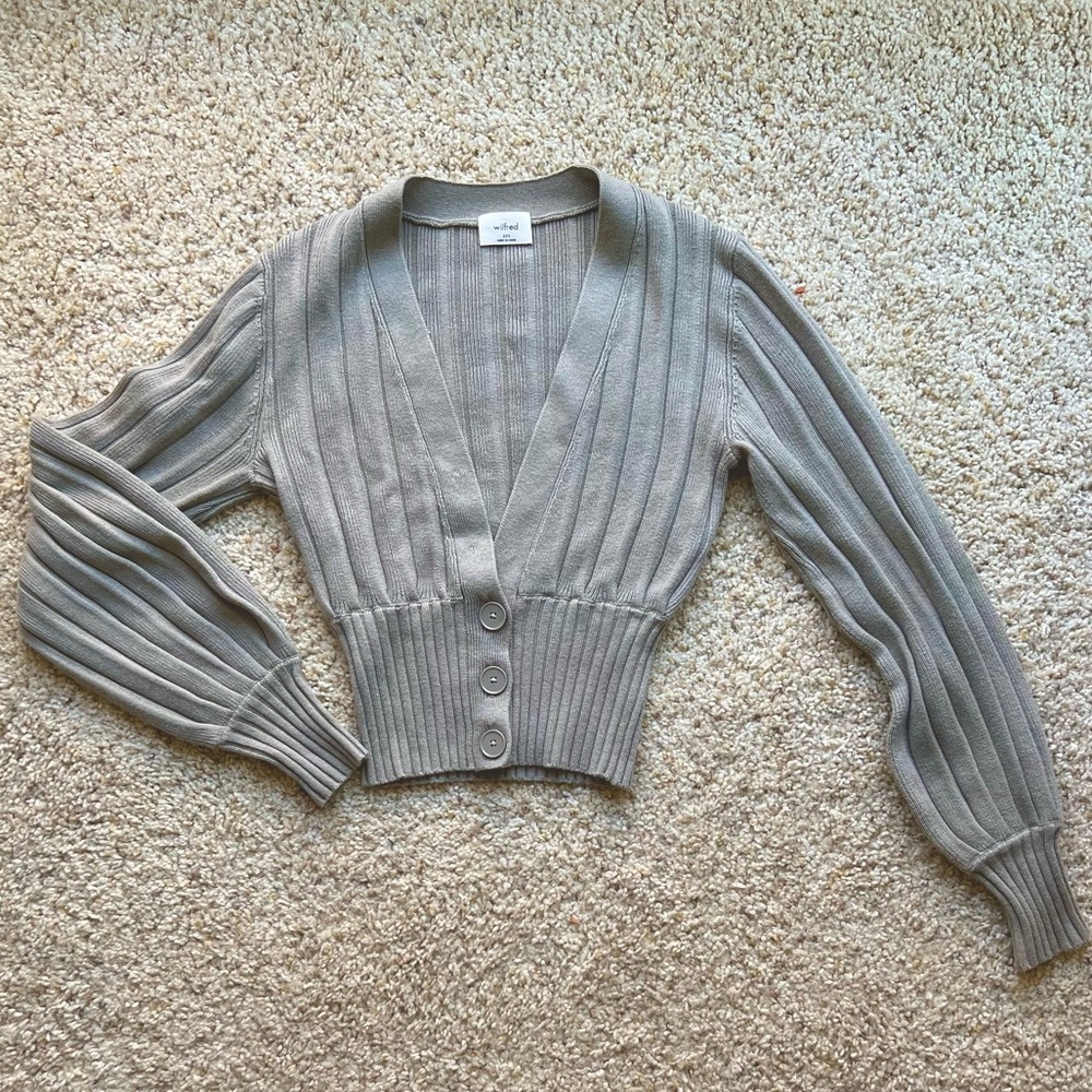 Aritzia Wilfred Plunge Front Cardigan - green,xxs